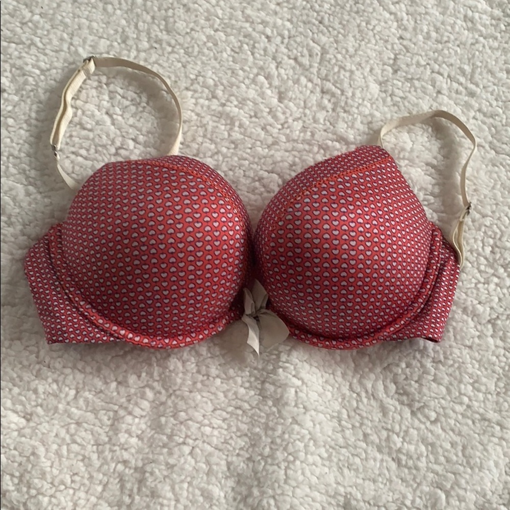 Aerie push up bra 34b pink with hearts and bow